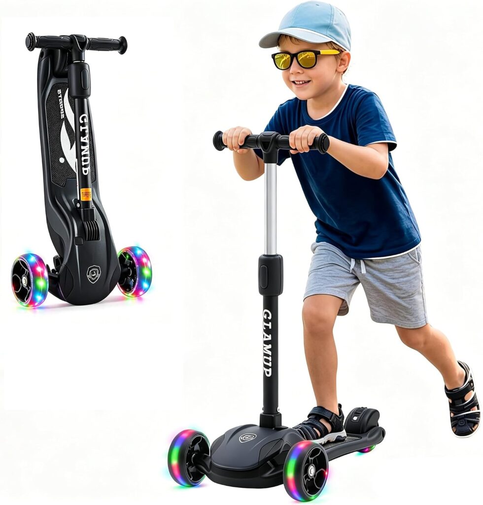 GLAMUP Kids Scooter, Wheel Scooter for Kids Ages 3-12, Adjustable Handlebar, Lean-to-Steer, Foldable Kick Scooter for Boys and Girls GLAMUP Kids Scooter, Wheel Scooter for Kids Ages 3-12, Adjustable Handlebar, Lean-to-Steer, Foldable Kick Scooter for Boys and Girls
