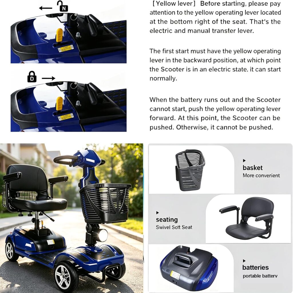 Heavy Duty Wheel Mobility Scooters for Seniors Adults, 350-400 lbs Capacity, 350W All Terrain Fast Mobility Scooter with 20A Long Range Battery and Two Baskets (05 Heavy Duty Blue) Heavy Duty Wheel Mobility Scooters for Seniors Adults, 350-400 lbs Capacity, 350W All Terrain Fast Mobility Scooter with 20A Long Range Battery and Two Baskets (05 Heavy Duty Blue)