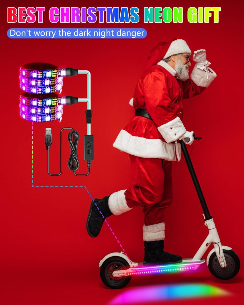 Keiurot Scooter LED Light Strips for Night Riding 5V High Bright Skateboard Lights APP Control RGBIC Waterproof Electric Scooter Accessories in 1 Keiurot Scooter LED Light Strips for Night Riding 5V High Bright Skateboard Lights APP Control RGBIC Waterproof Electric Scooter Accessories in 1