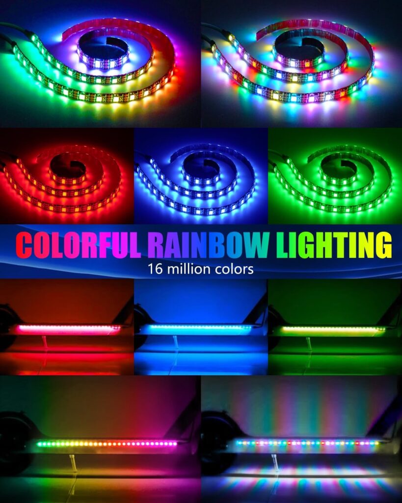 Keiurot Scooter LED Light Strips for Night Riding 5V High Bright Skateboard Lights APP Control RGBIC Waterproof Electric Scooter Accessories in 1 Keiurot Scooter LED Light Strips for Night Riding 5V High Bright Skateboard Lights APP Control RGBIC Waterproof Electric Scooter Accessories in 1