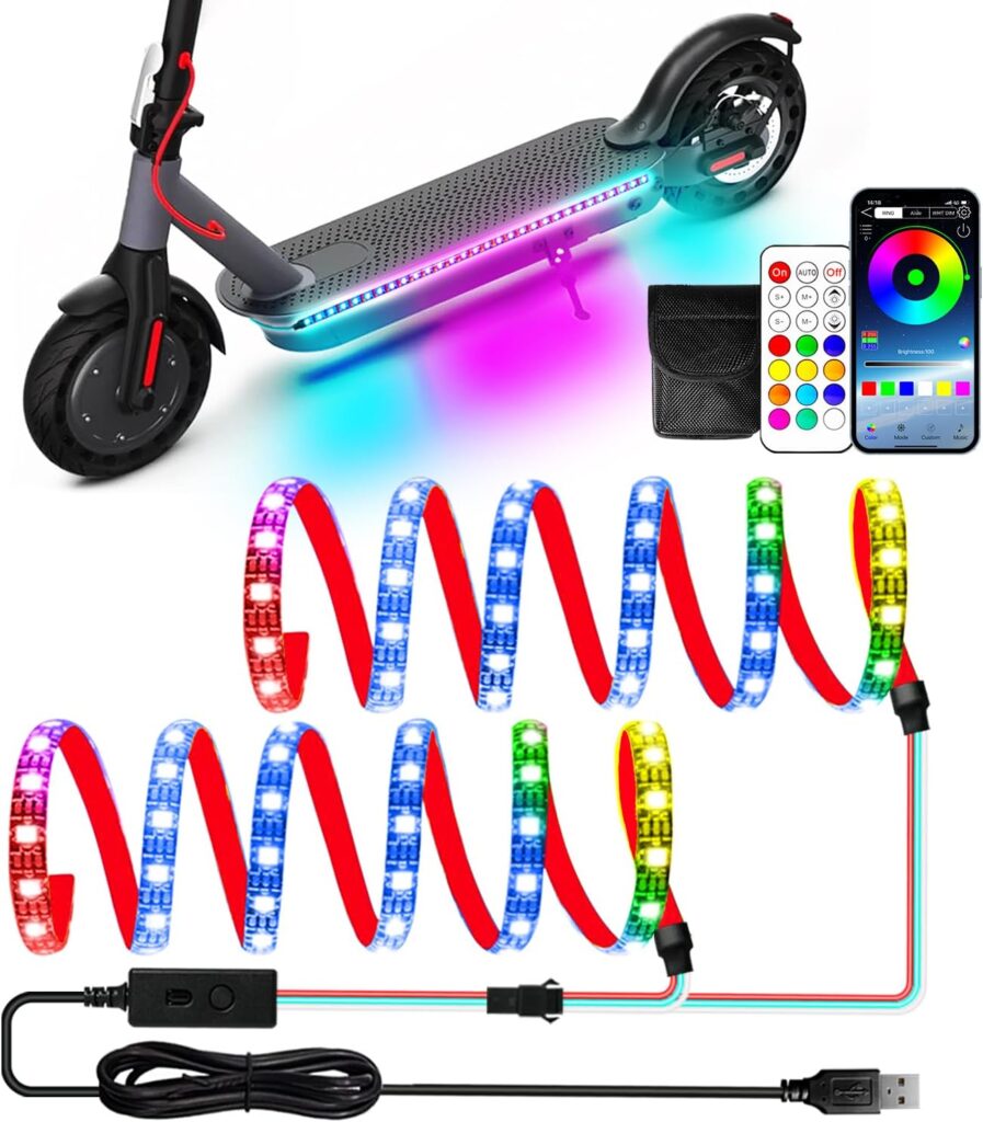 Keiurot Scooter LED Light Strips for Night Riding 5V High Bright Skateboard Lights APP Control RGBIC Waterproof Electric Scooter Accessories in 1 Keiurot Scooter LED Light Strips for Night Riding 5V High Bright Skateboard Lights APP Control RGBIC Waterproof Electric Scooter Accessories in 1